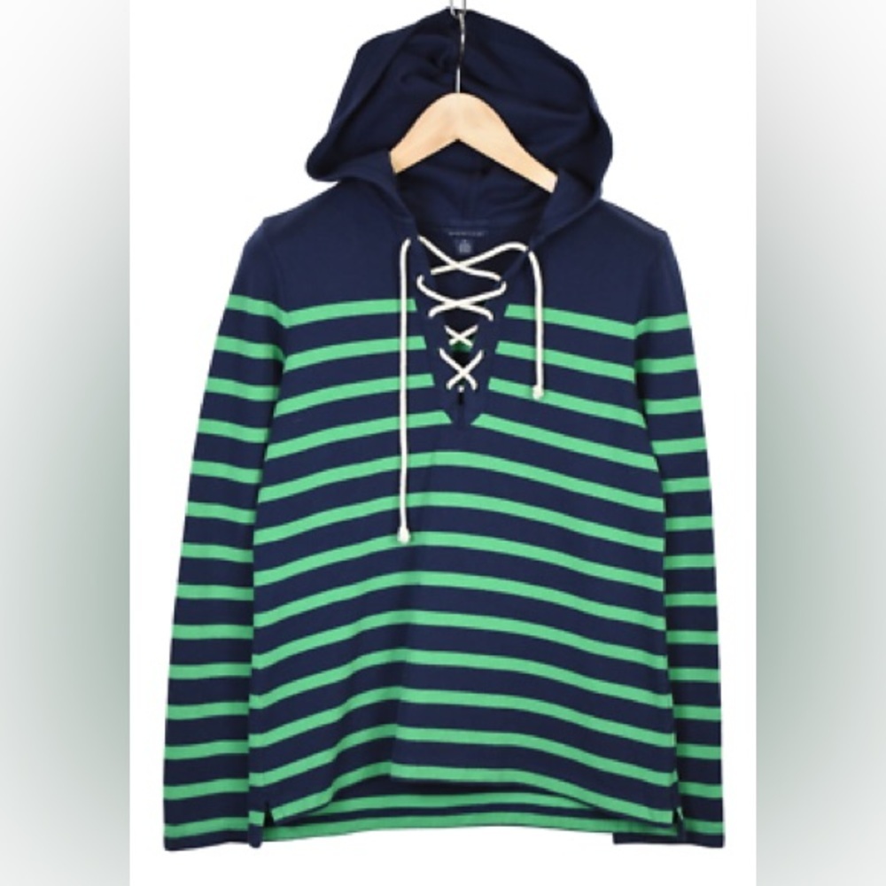 Tommy Hilfiger Navy Blue & Green Striped Sweater - Size Medium